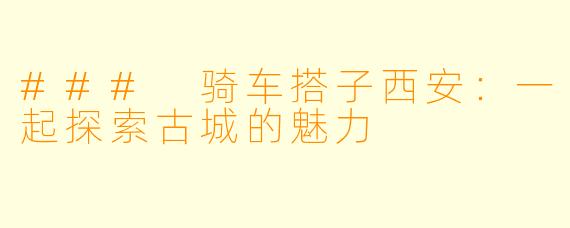 ### 骑车搭子西安：一起探索古城的魅力
