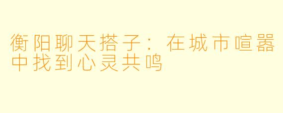 衡阳聊天搭子：在城市喧嚣中找到心灵共鸣