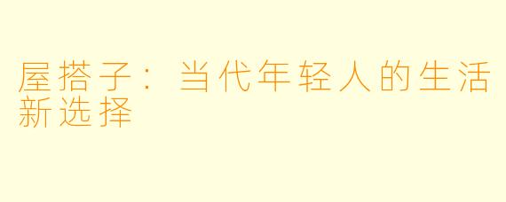 屋搭子:当代年轻人的生活新选择
