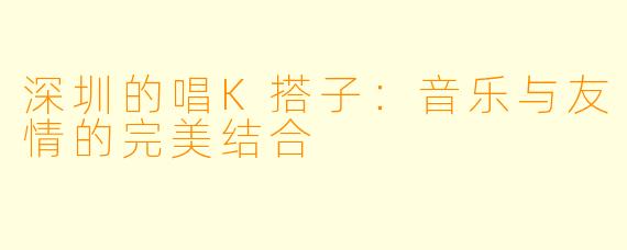 深圳的唱K搭子：音乐与友情的完美结合