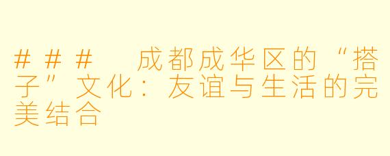 ### 成都成华区的“搭子”文化:友谊与生活的完美结合