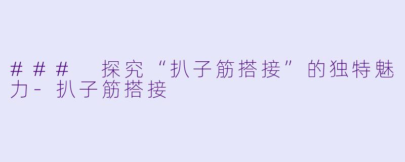 ### 探究“扒子筋搭接”的独特魅力