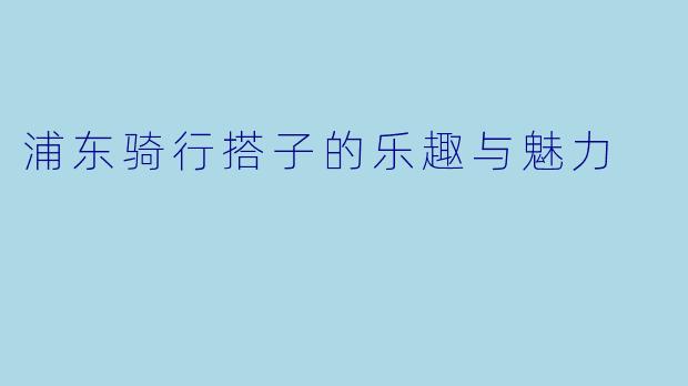 浦东骑行搭子的乐趣与魅力