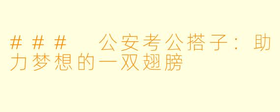 ### 公安考公搭子：助力梦想的一双翅膀