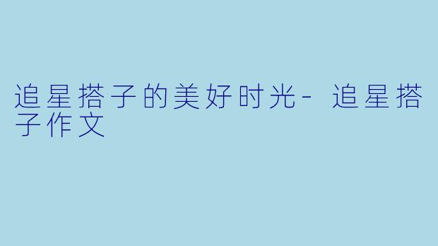 追星搭子的美好时光-追星搭子作文