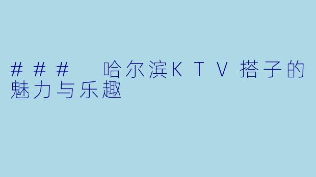 ### 哈尔滨KTV搭子的魅力与乐趣