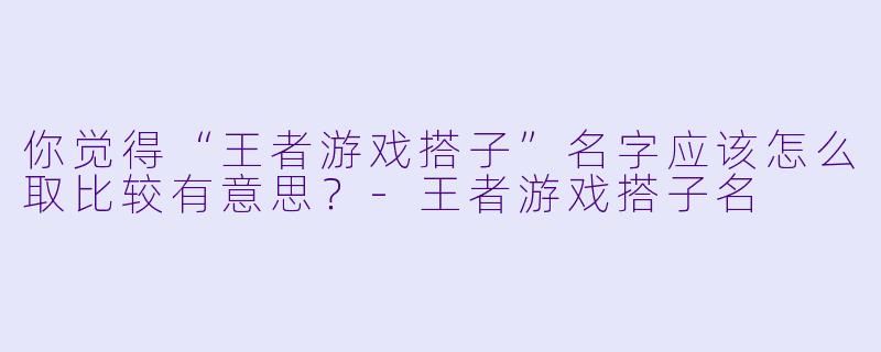你觉得“王者游戏搭子”名字应该怎么取比较有意思？