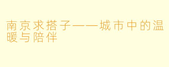 南京求搭子——城市中的温暖与陪伴