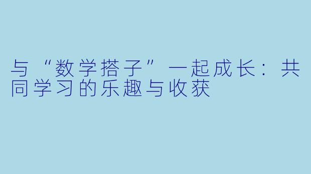 与“数学搭子”一起成长:共同学习的乐趣与收获