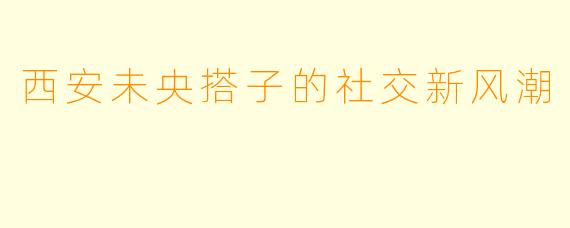 西安未央搭子的社交新风潮