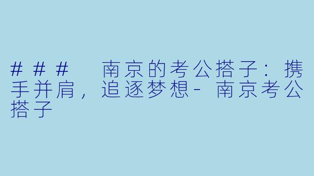 ### 南京的考公搭子：携手并肩，追逐梦想-南京考公搭子
