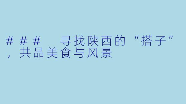 ### 寻找陕西的“搭子”,共品美食与风景