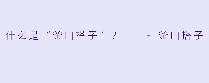 什么是“釜山搭子”？  