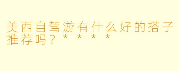 美西自驾游有什么好的搭子推荐吗?****