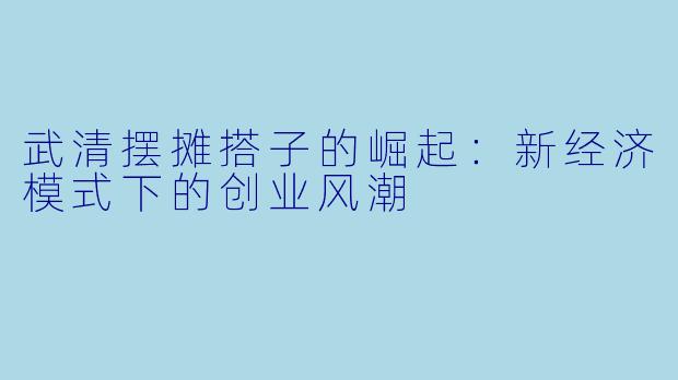 武清摆摊搭子的崛起:新经济模式下的创业风潮