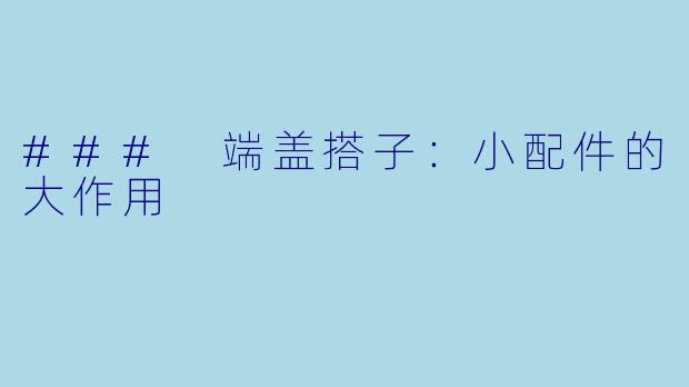 ### 端盖搭子：小配件的大作用