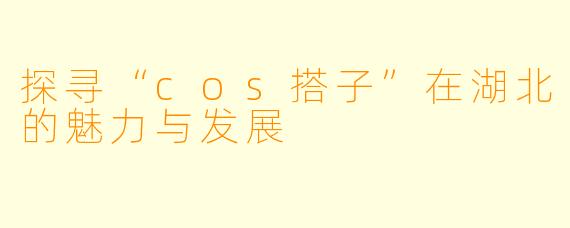 探寻“cos搭子”在湖北的魅力与发展