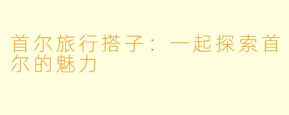 首尔旅行搭子：一起探索首尔的魅力