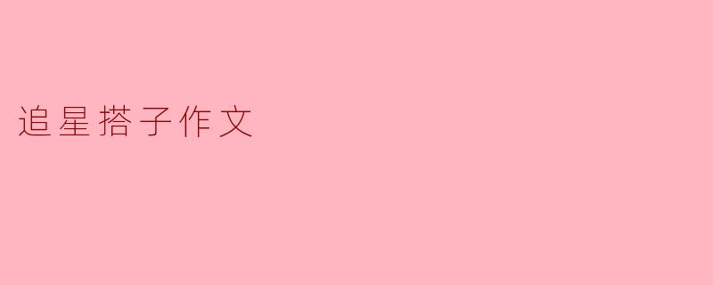 追星搭子作文