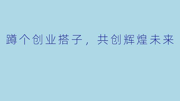 蹲个创业搭子，共创辉煌未来