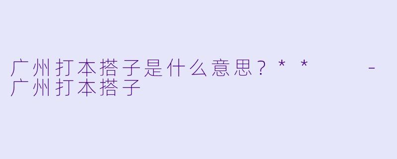 广州打本搭子是什么意思？**  