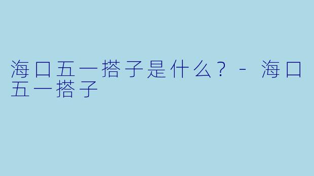 海口五一搭子是什么？-海口五一搭子