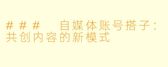 ### 自媒体账号搭子：共创内容的新模式
