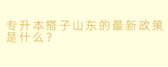专升本搭子山东的最新政策是什么？
