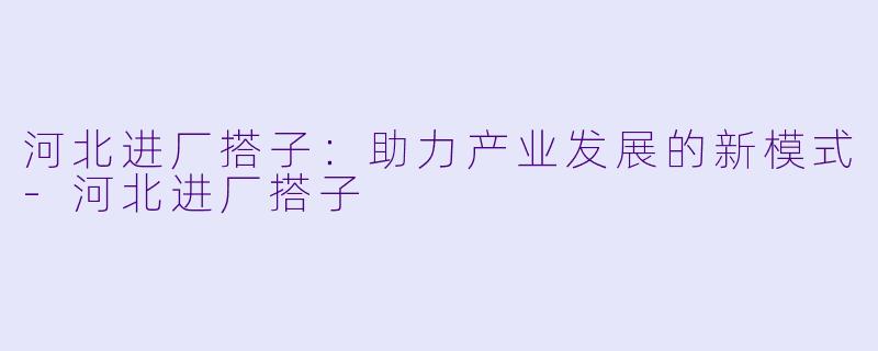 河北进厂搭子：助力产业发展的新模式-河北进厂搭子