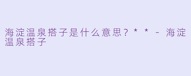 海淀温泉搭子是什么意思？**-海淀温泉搭子