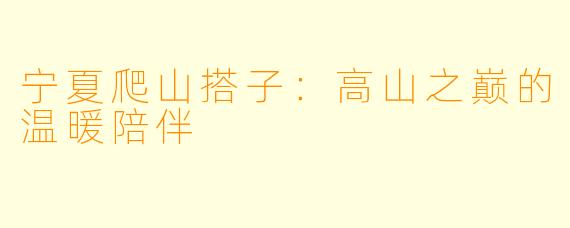 宁夏爬山搭子：高山之巅的温暖陪伴