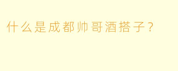 什么是成都帅哥酒搭子？