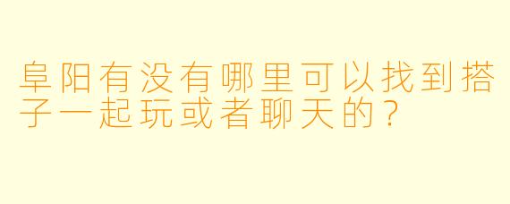 阜阳有没有哪里可以找到搭子一起玩或者聊天的？  