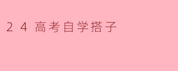 24高考自学搭子