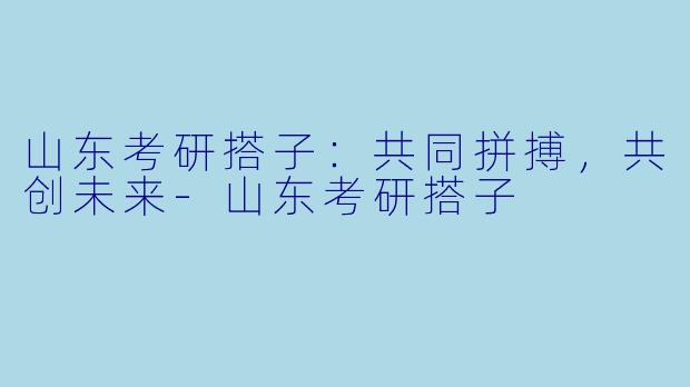 山东考研搭子：共同拼搏，共创未来-山东考研搭子