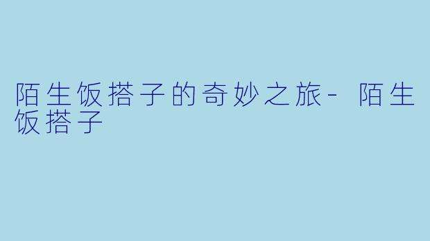 陌生饭搭子的奇妙之旅-陌生饭搭子