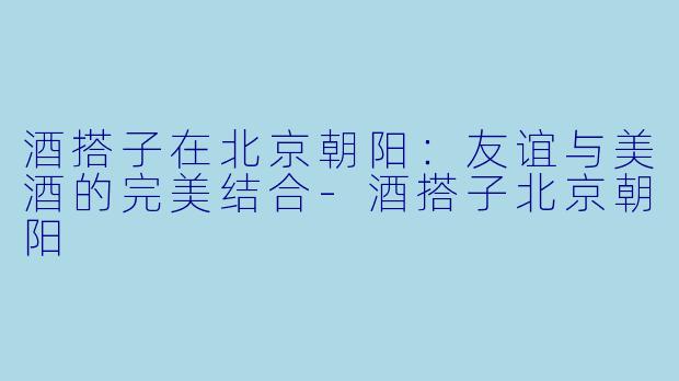 酒搭子在北京朝阳：友谊与美酒的完美结合-酒搭子北京朝阳