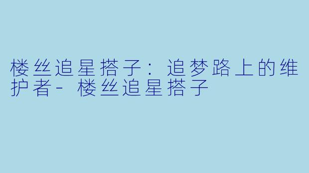楼丝追星搭子：追梦路上的维护者-楼丝追星搭子