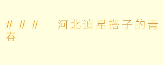 ### 河北追星搭子的青春