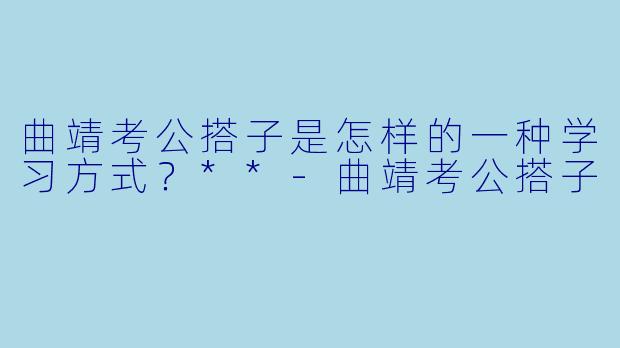 曲靖考公搭子是怎样的一种学习方式？**