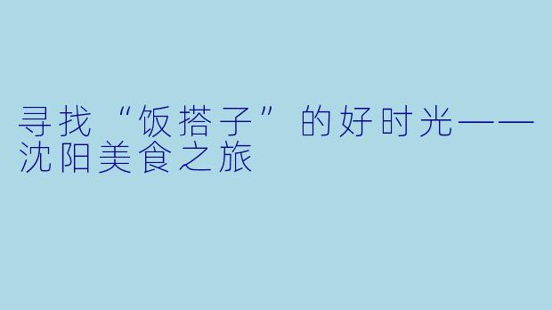 寻找“饭搭子”的好时光——沈阳美食之旅