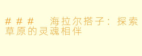 ### 海拉尔搭子:探索草原的灵魂相伴
