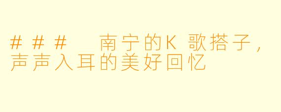 ### 南宁的K歌搭子，声声入耳的美好回忆
