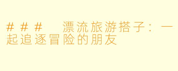 ### 漂流旅游搭子：一起追逐冒险的朋友