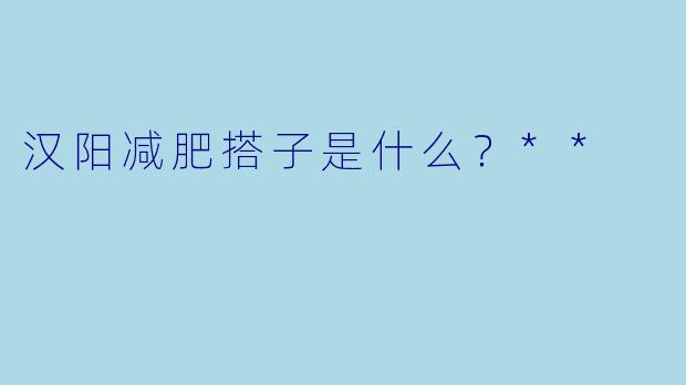 汉阳减肥搭子是什么？**