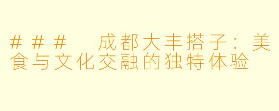 ### 成都大丰搭子：美食与文化交融的独特体验