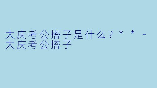 大庆考公搭子是什么？**