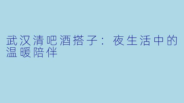 武汉清吧酒搭子：夜生活中的温暖陪伴
