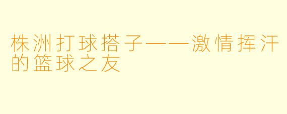 株洲打球搭子——激情挥汗的篮球之友
