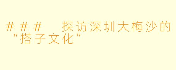 ### 探访深圳大梅沙的“搭子文化”